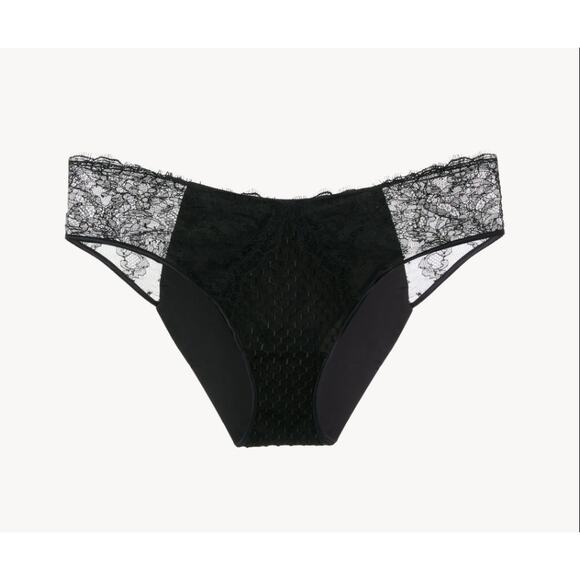 $270 La Perla Briefs Black Sz L Lace Underwear Panties Honeycomb Shadows Large - Picture 3 of 8